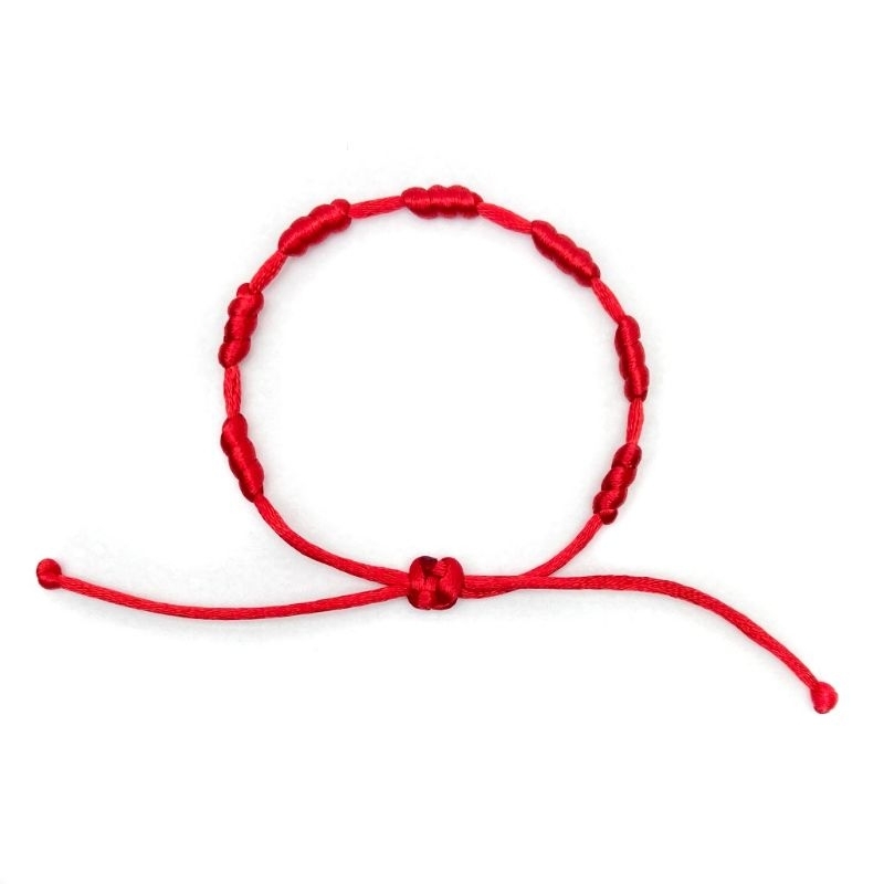 Pulseira 7 Sete Nós Vermelha Cabala Kabbalah Prot