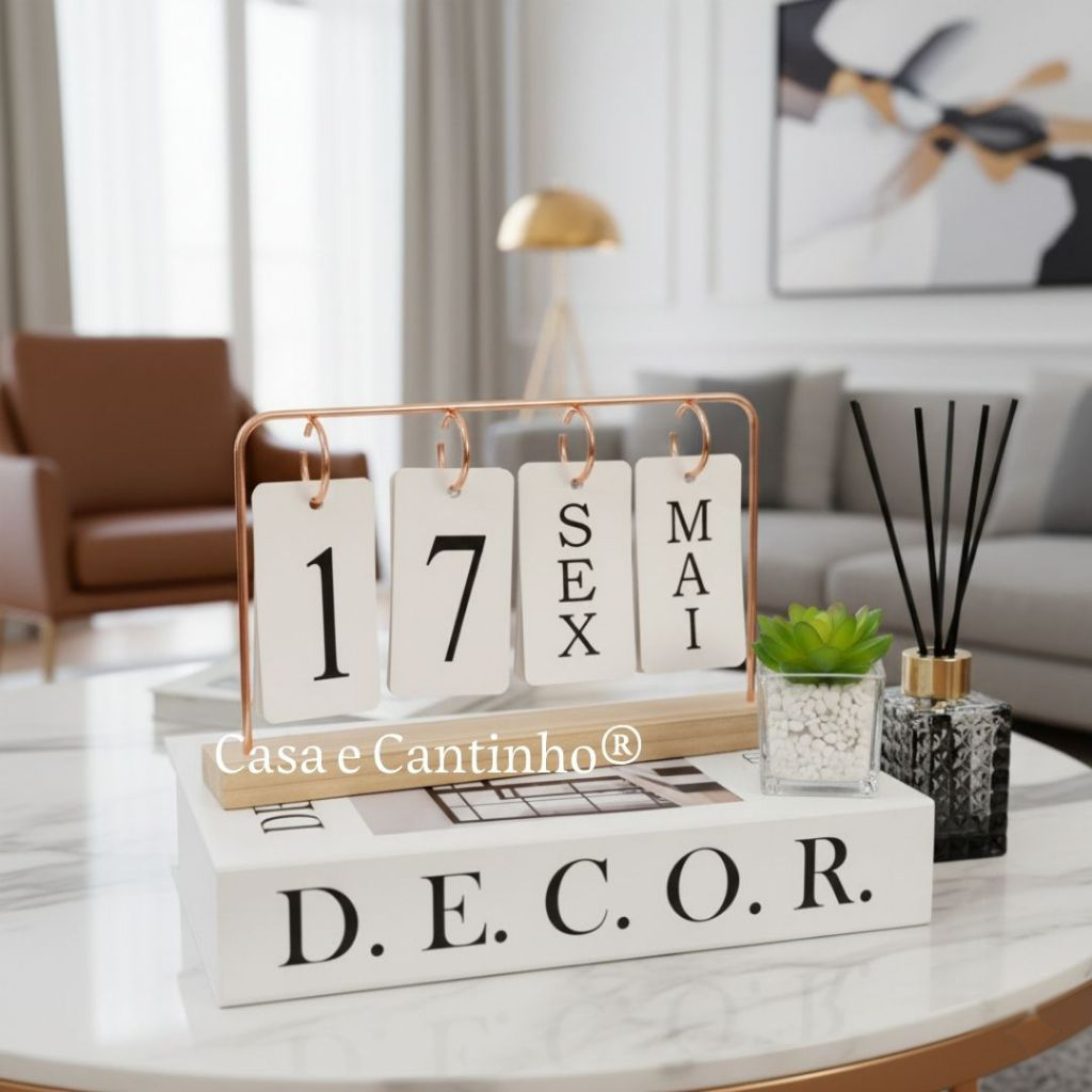 Calendário de Mesa Decorativo com Plaquinhas Dupl