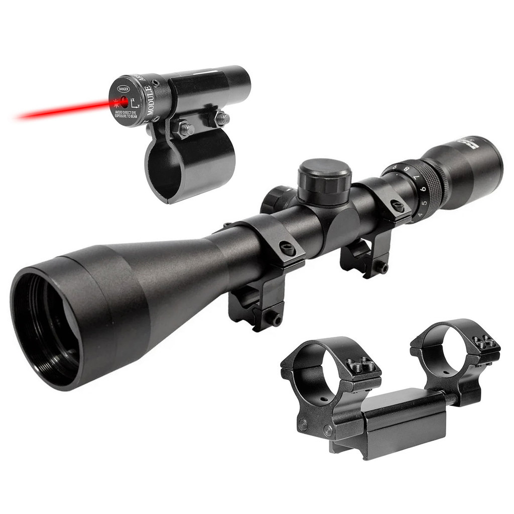 Luneta Rossi 3-9×40 Com Laser e Mount Anti Im