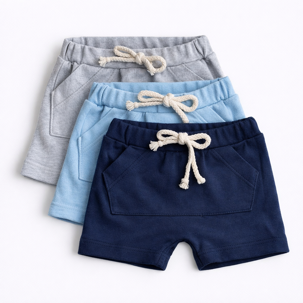 Kit com 3 Bermudinhas de Bebê Infantil 100% Algod