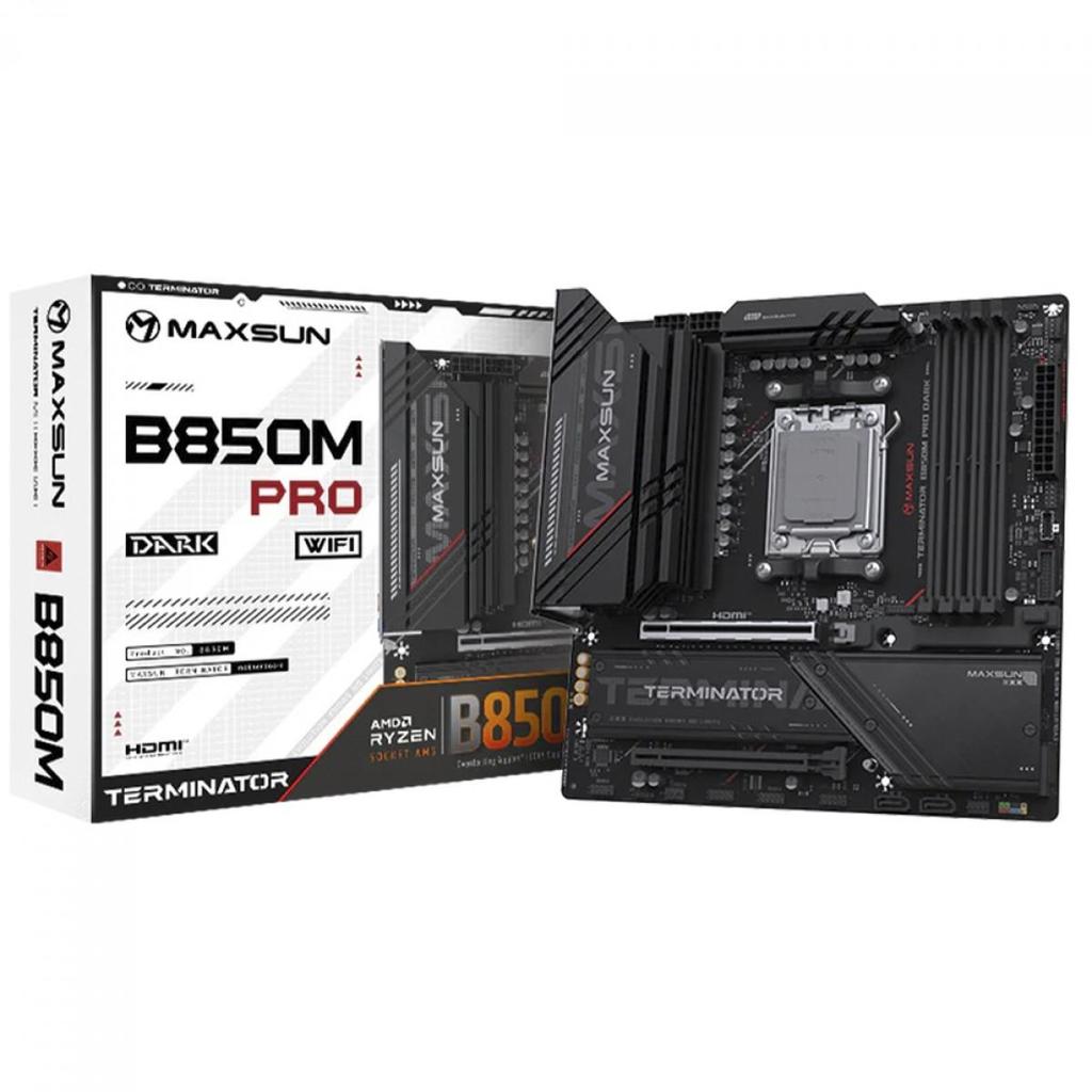 Placa Mãe Maxsun Terminator B850M Pro Dark WiFi, 