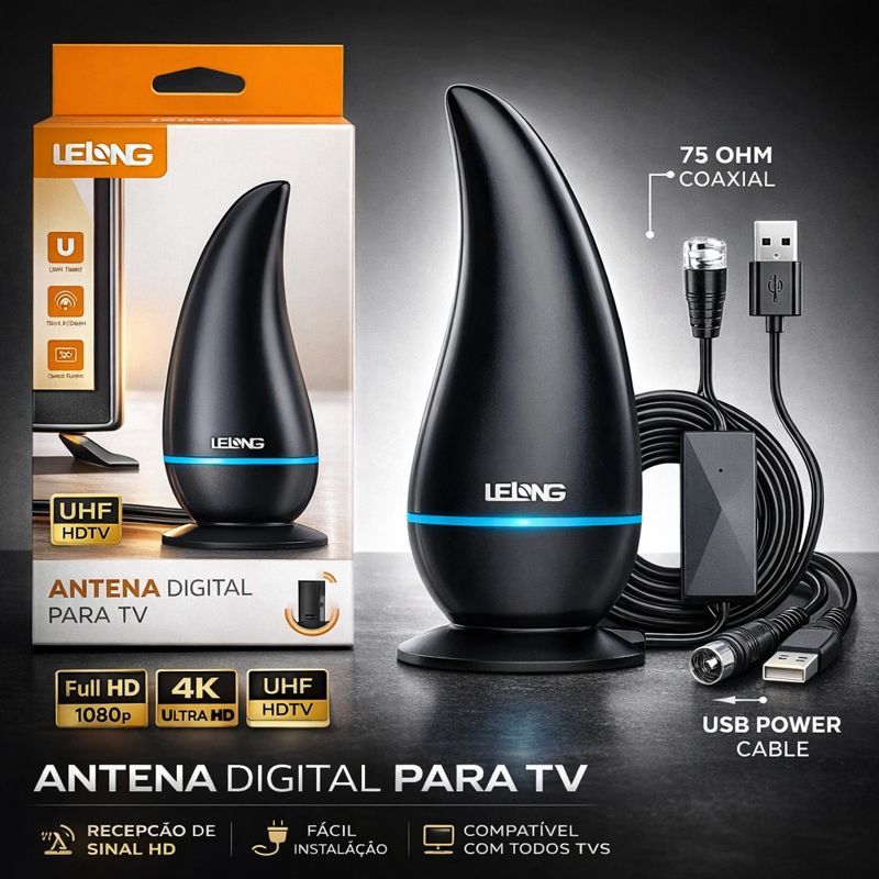 Antena Interna Para Tv Digital Amplificada 1080 Hd