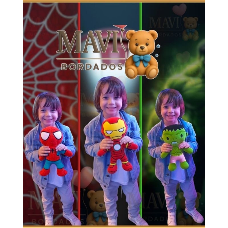 Kit 3 Pelúcia Bordada ou Avulsa Homem Aranha | Hu