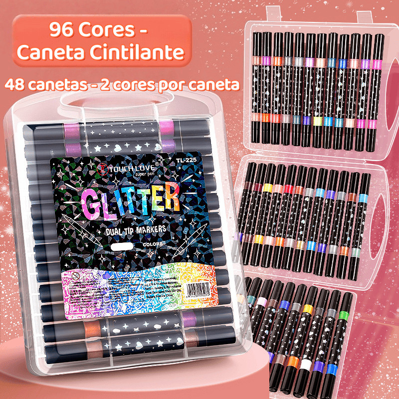 Caneta Marcadora Acrílica Bicolor de Dupla Ponta 