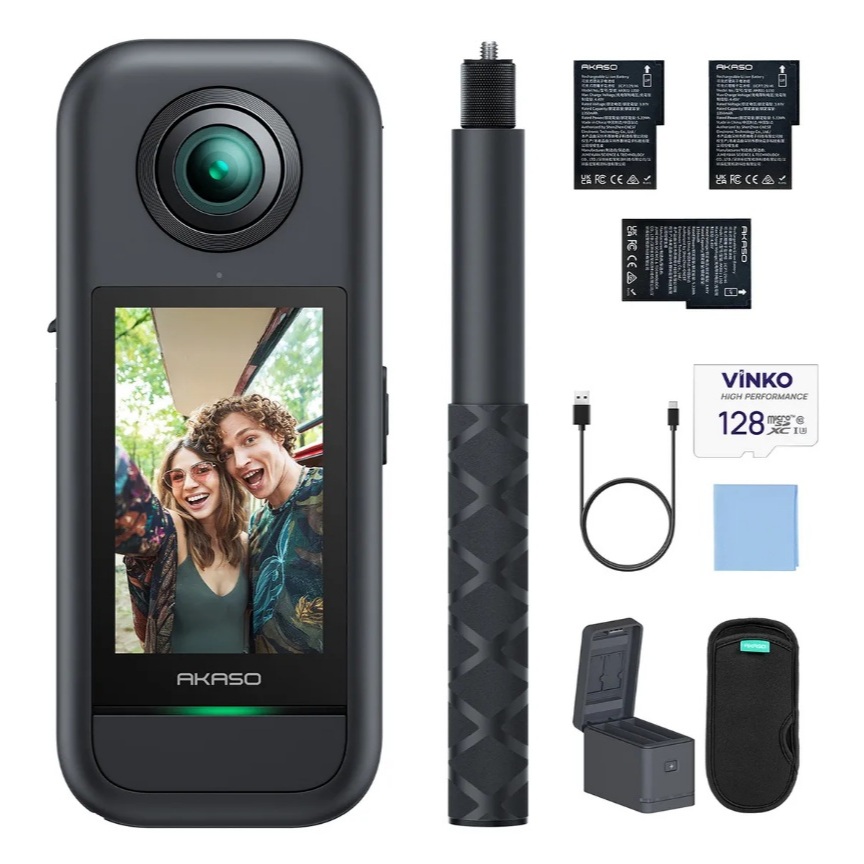 Câmera De Ação Akaso 360 5.7k,72mp Com Microsd 