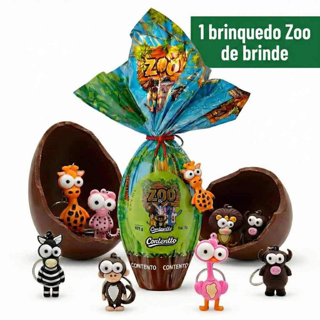 Ovo de Páscoa 100g + Brinquedo Zoologico menino S