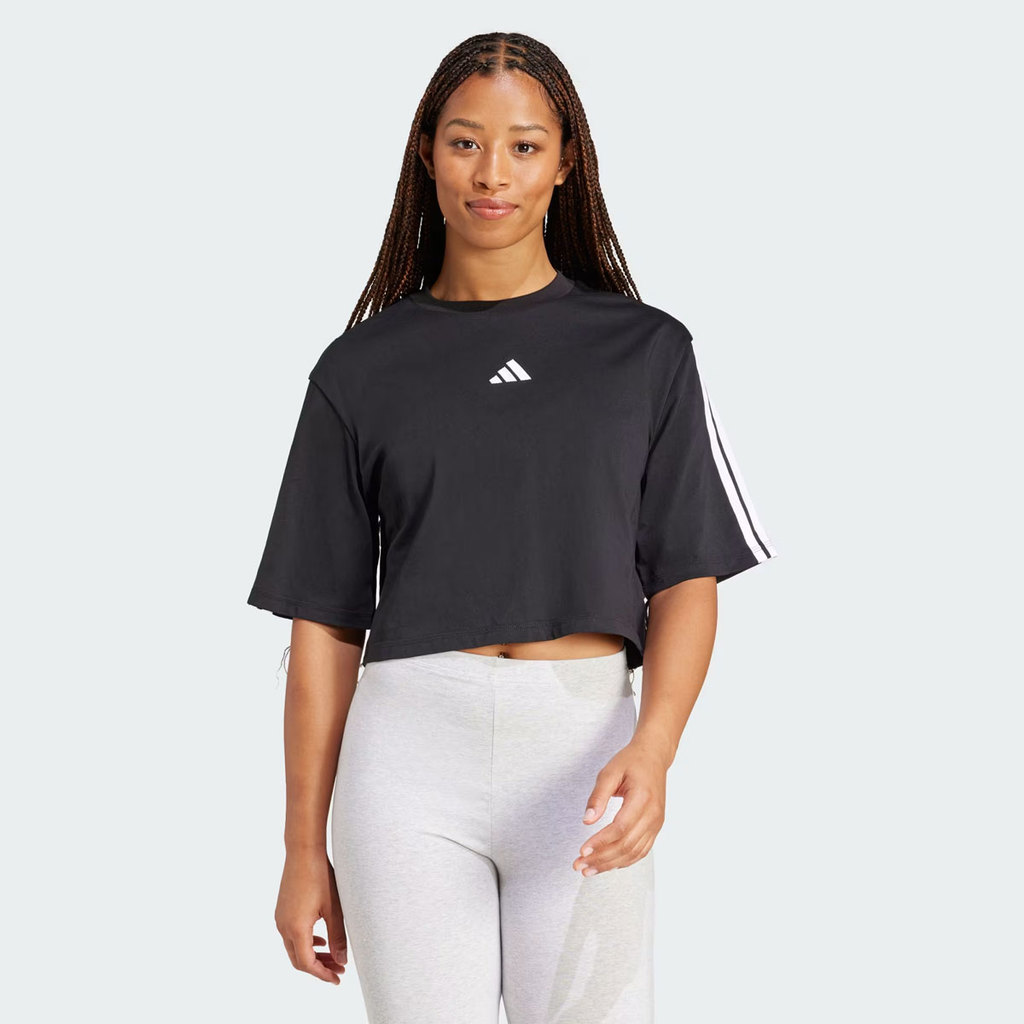Camiseta Adidas W 3S SJ TLR Feminina Preta e Branc