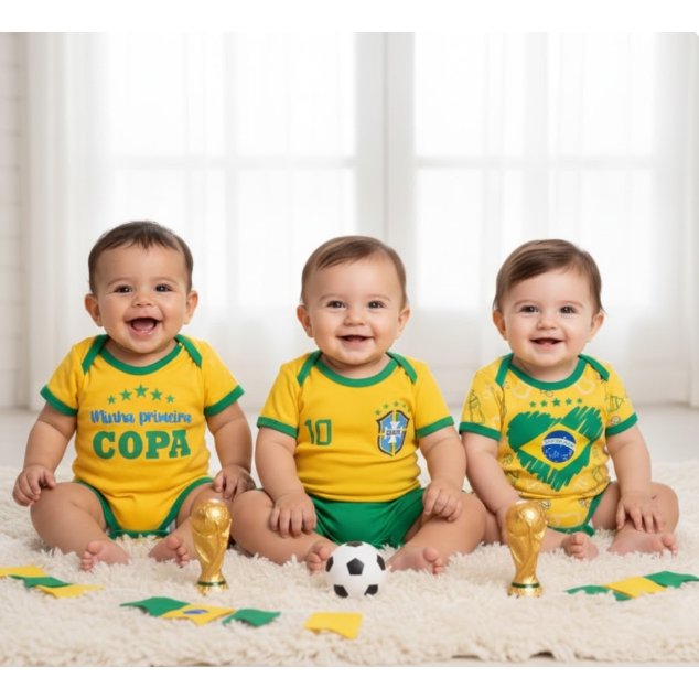 Body Bebe Brasil Temático Mêsversario Copa do Mu