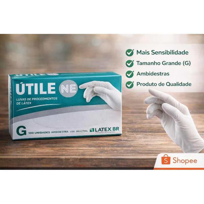 LUVA DE LÁTEX ÚTILE NE  TAMANHO G | CAIXA COM 10