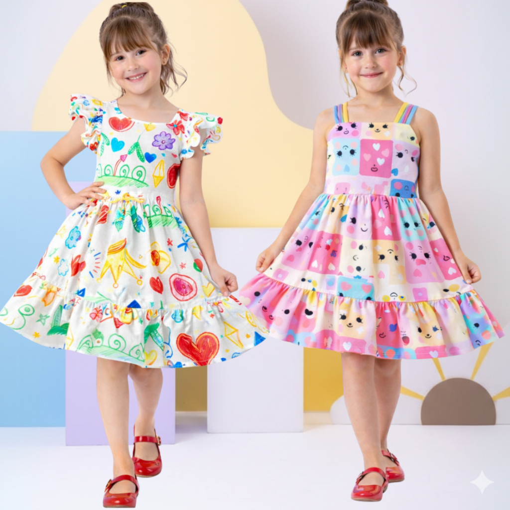 Vestido infantil menina casual festa aniversario c