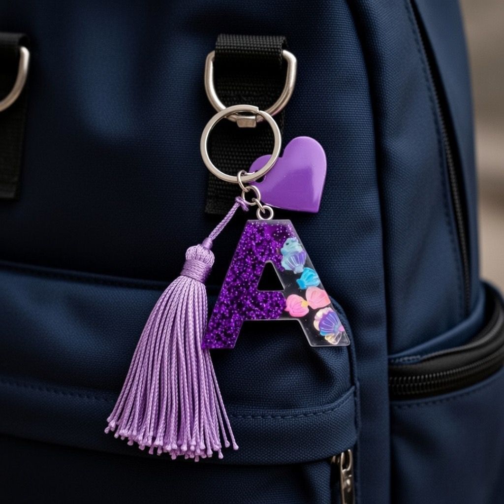 Chaveiro de Resina Letras Roxo 15cm COM GRAVAÇÃO