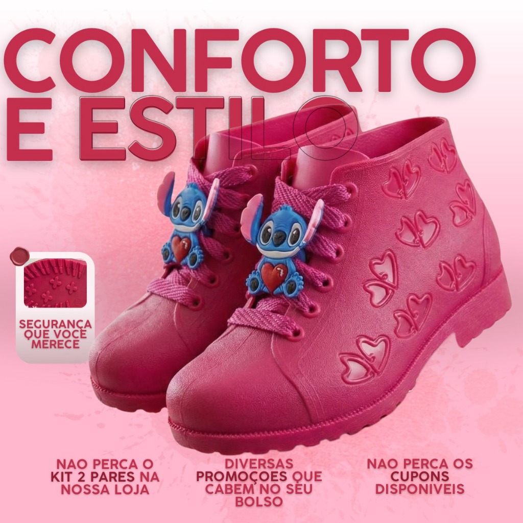 Botinha Infantil Feminina com Stitch Confortável