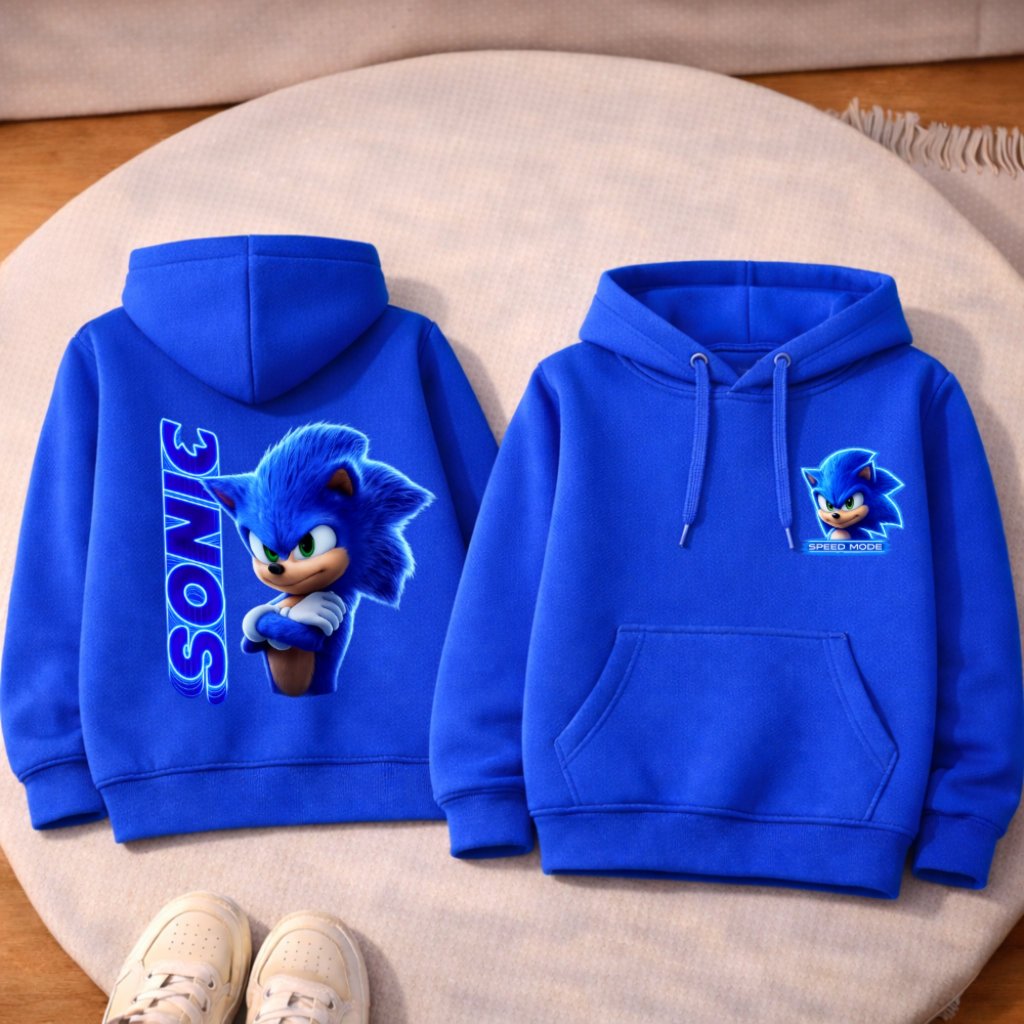 Moletom Canguru Infantil Sonic Com Capuz Estampado