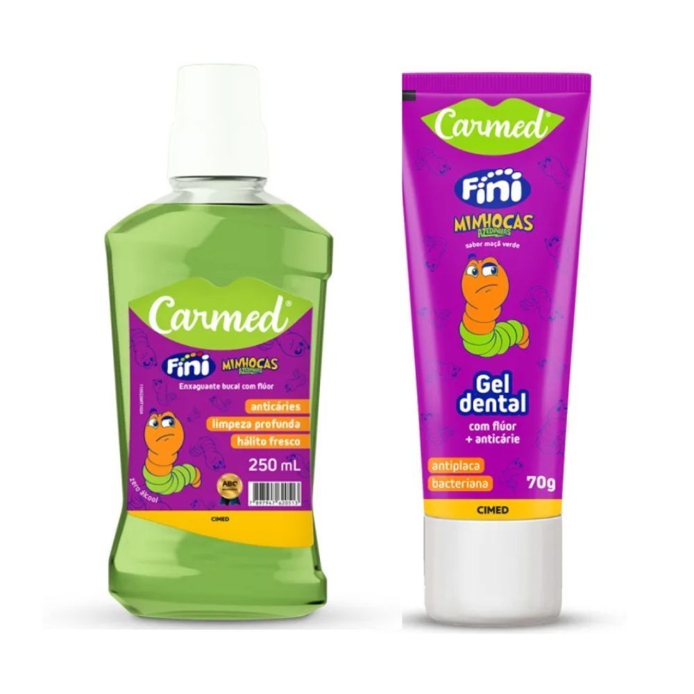 1 Kit Enxaguante Bucal e Gel Dental Carmed Fini Mi