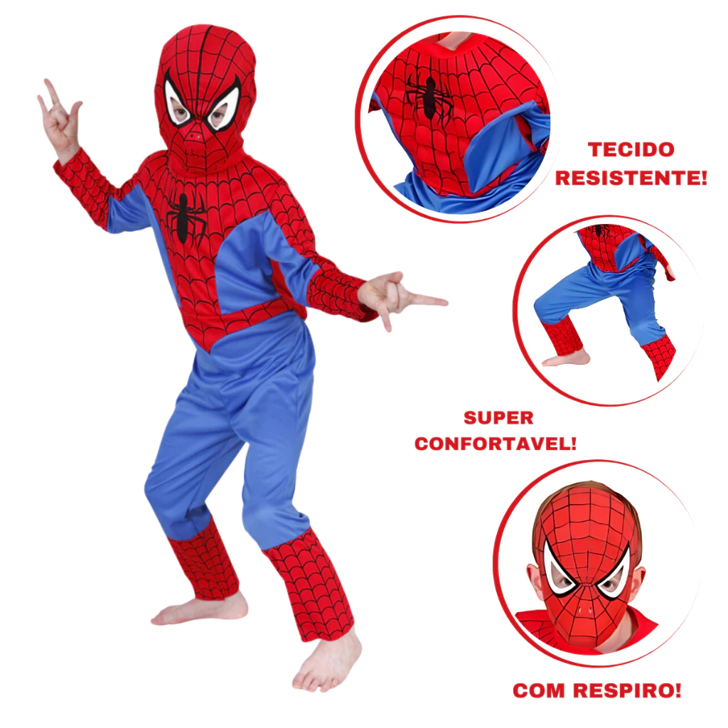 Fantasia Homem Aranha Infantil Completa Festa Cria