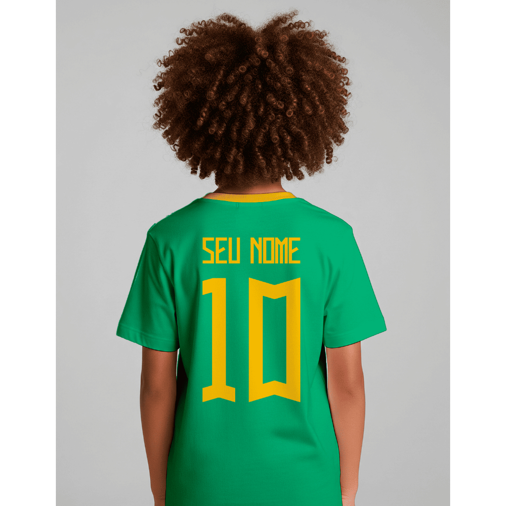 Camiseta Do Brasil Para Criança Com nome Atrás I