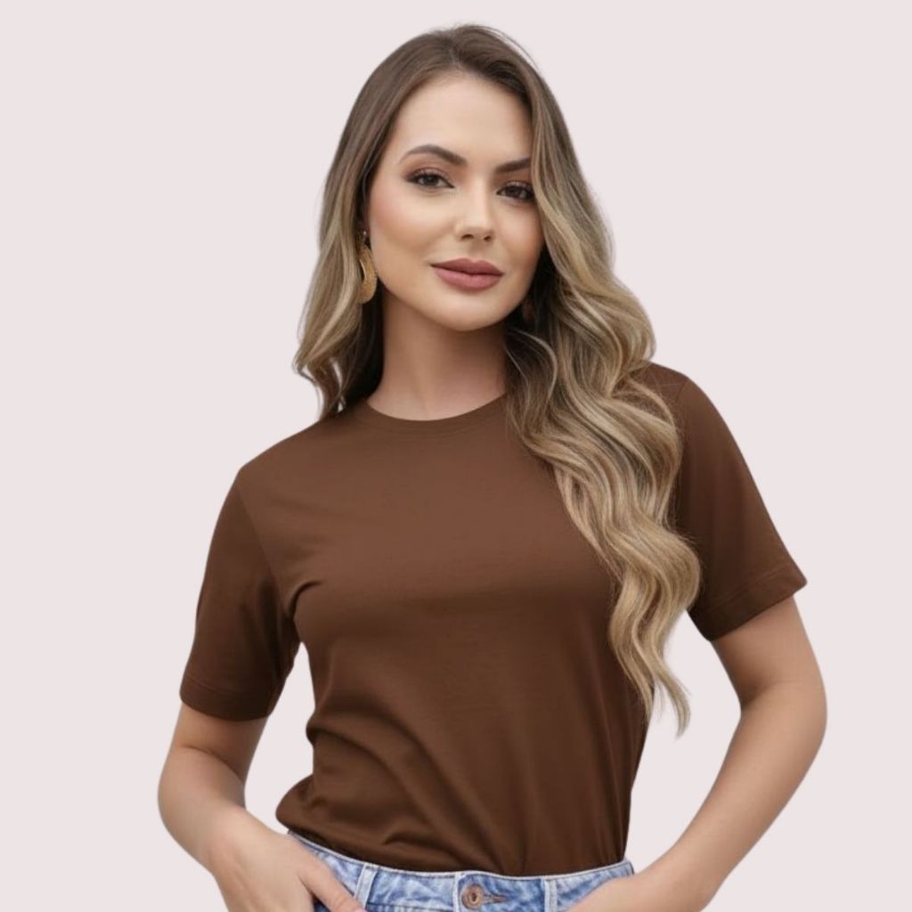 Camiseta Feminina Manga Curta Algodão Premium Sli