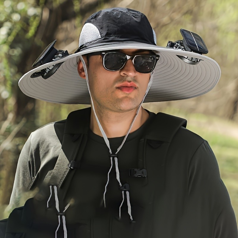 Chapéu de Sol Dobrável, Respirável, Ventilador 