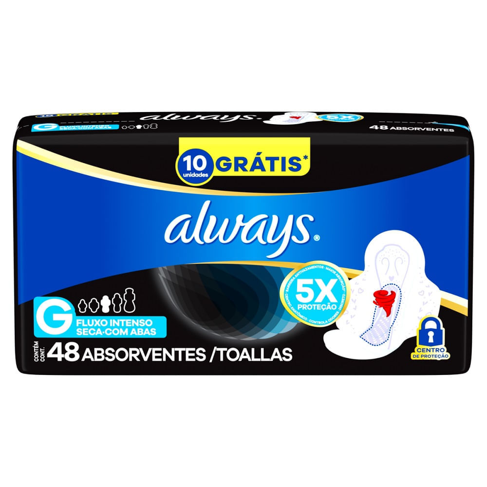 Absorvente Always Noturno Seca G com Abas 48 Unida