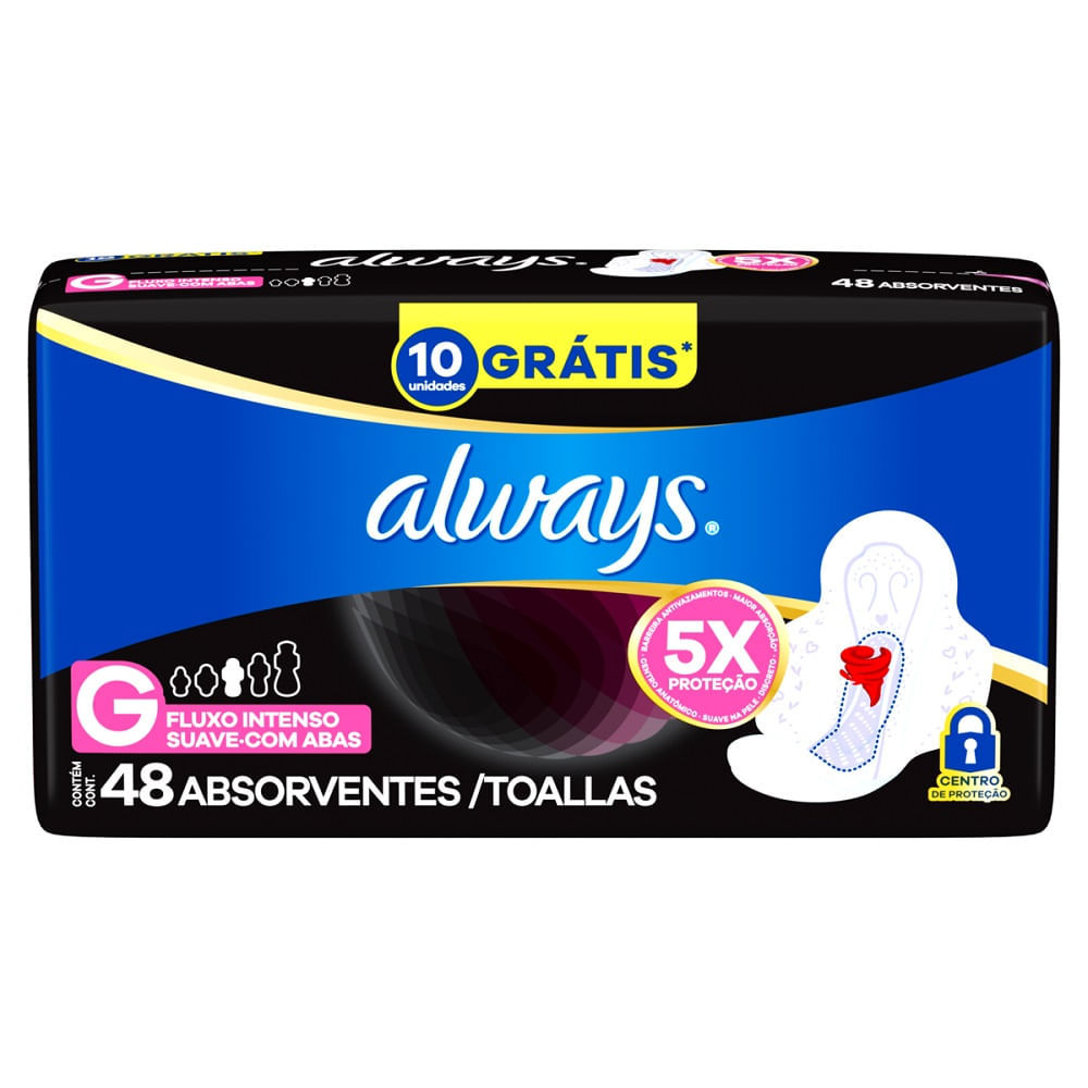 Absorvente Always Noturno Suave G com Abas 48 Unid