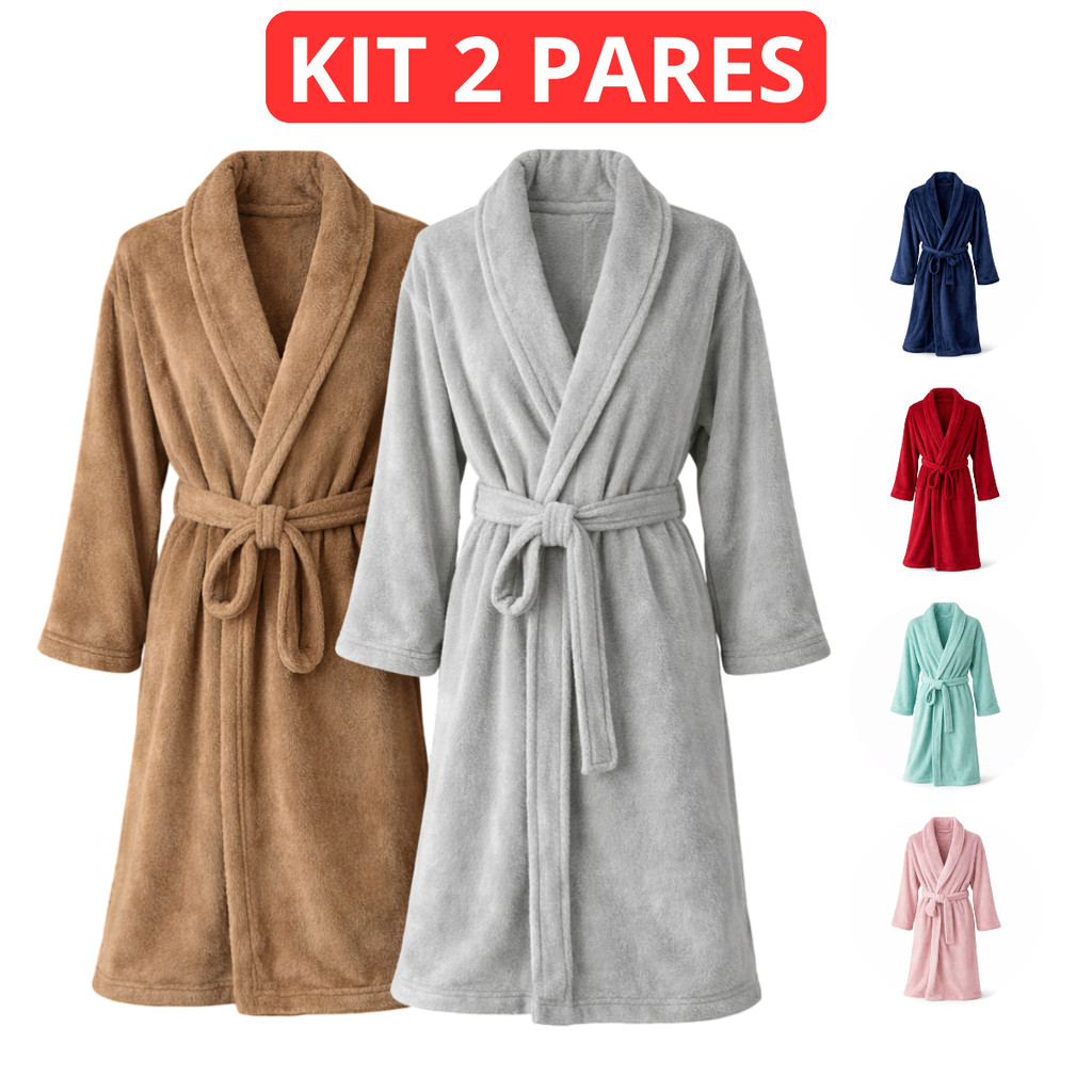 Roupão de Microfibra Plush Aveludado Adulto Toque