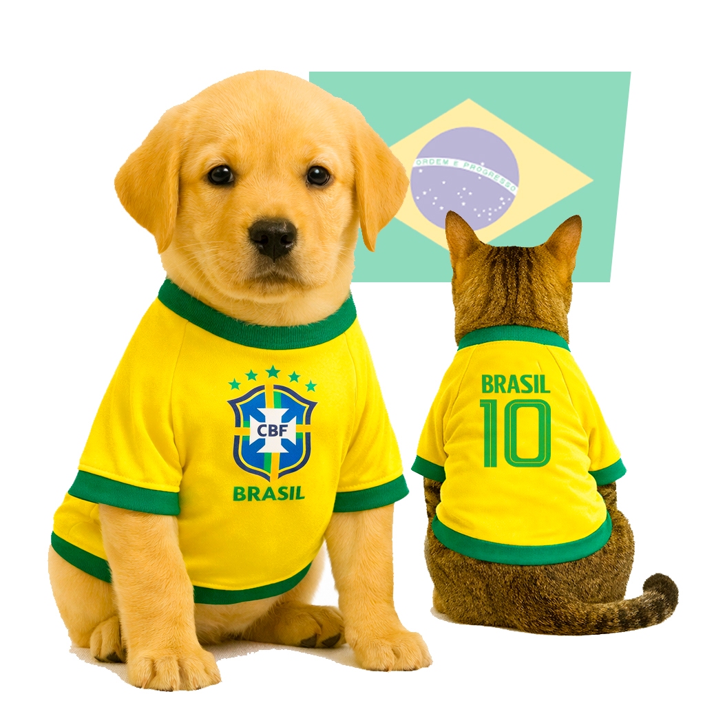 ROUPA PET Brasil COPA Cachorro Gato Seleção Anim