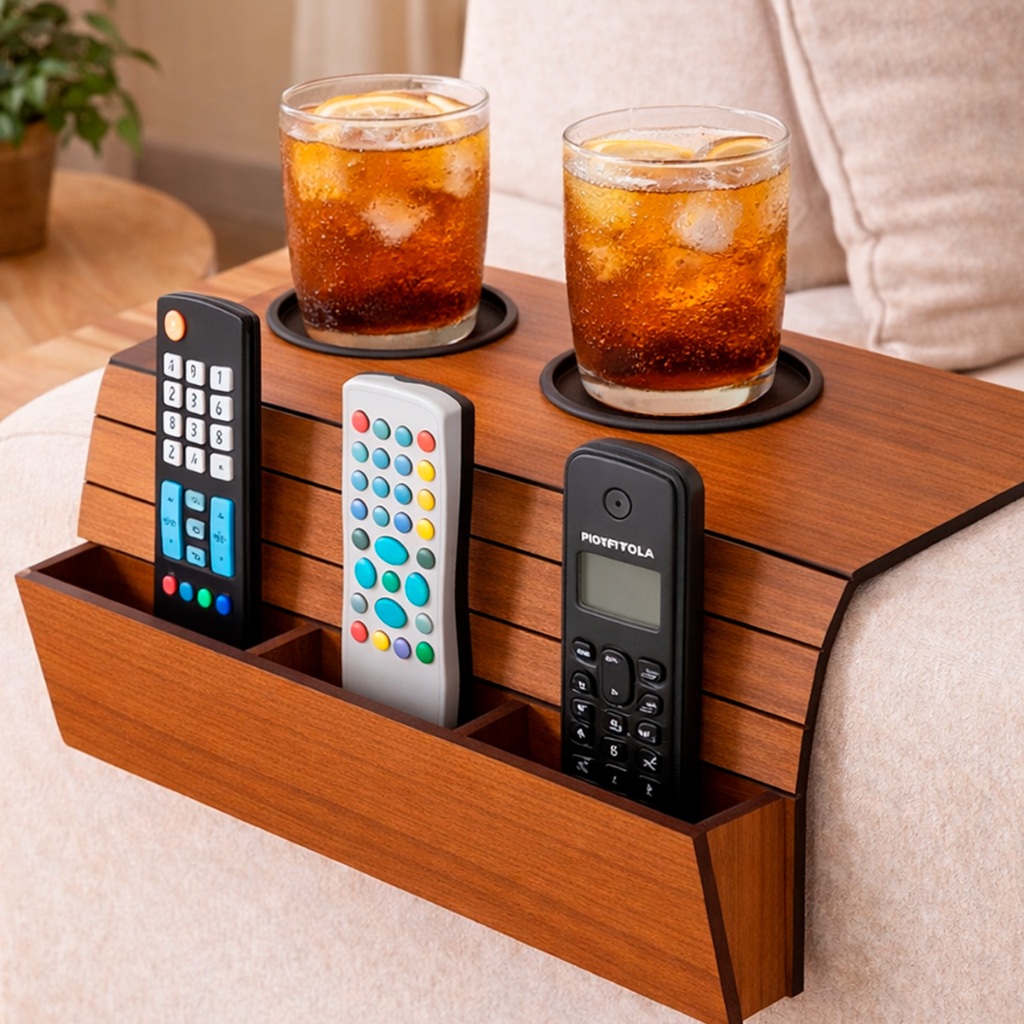 Bandeja Esteira Sofa MDF Porta Copos E Controle Or