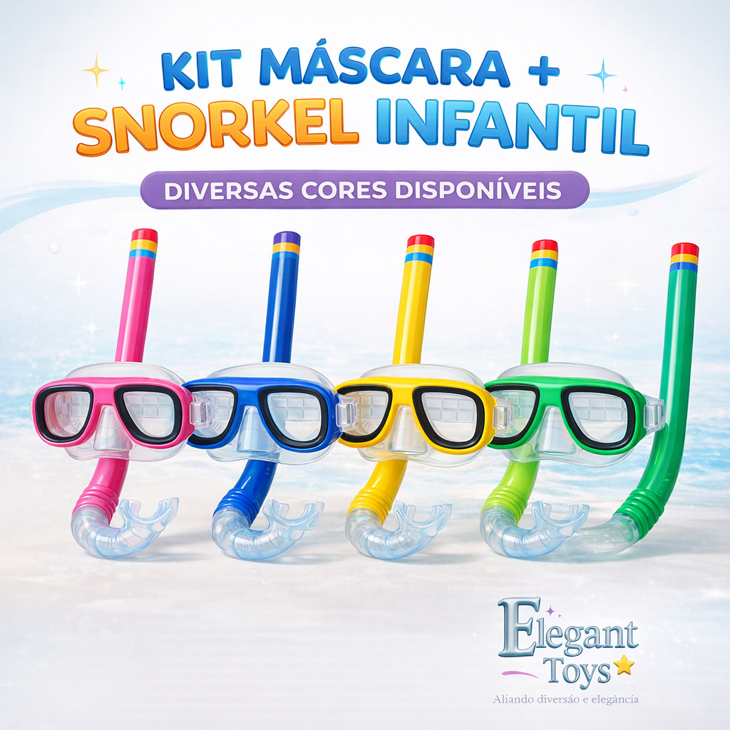 Kit Mergulho Infantil Máscara Snorkel Óculos Com