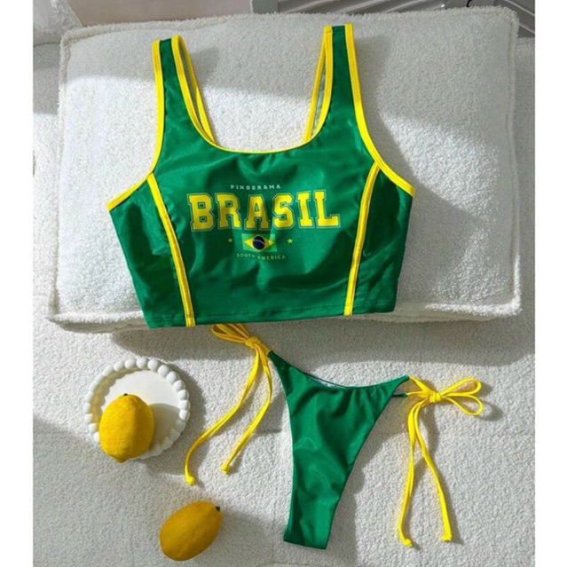 Conjuto Feminino Moda Praia Brasil kit Biquíni Cr