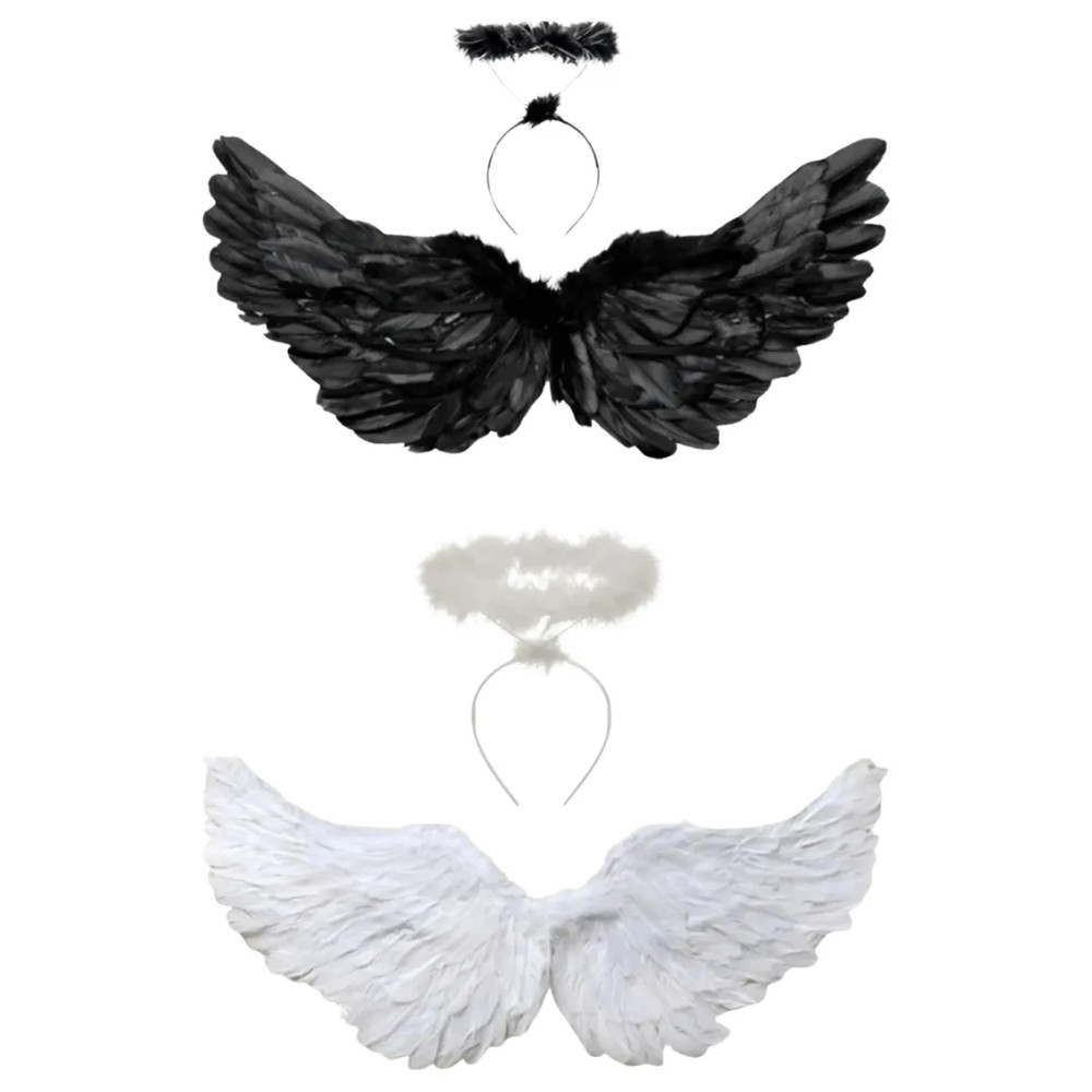 Fantasia Asa de Anjo 40x60cm com Penas Carnaval Ha