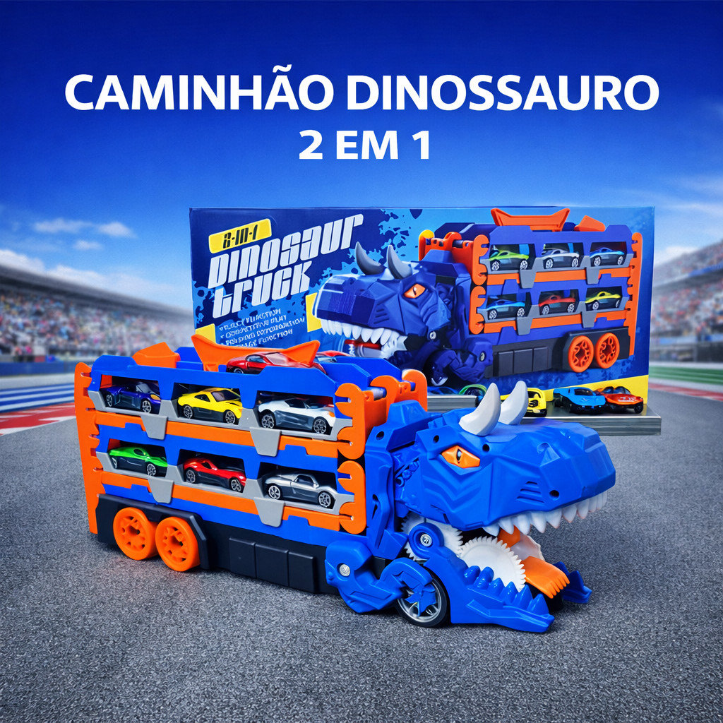 Caminhão Dinossauro com Pista Lançador Dino Truc