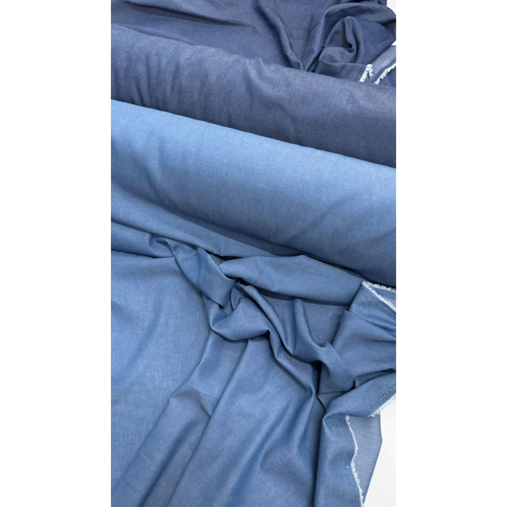 Tecido Chambre, Jeans leve Azul claro e Azul escur