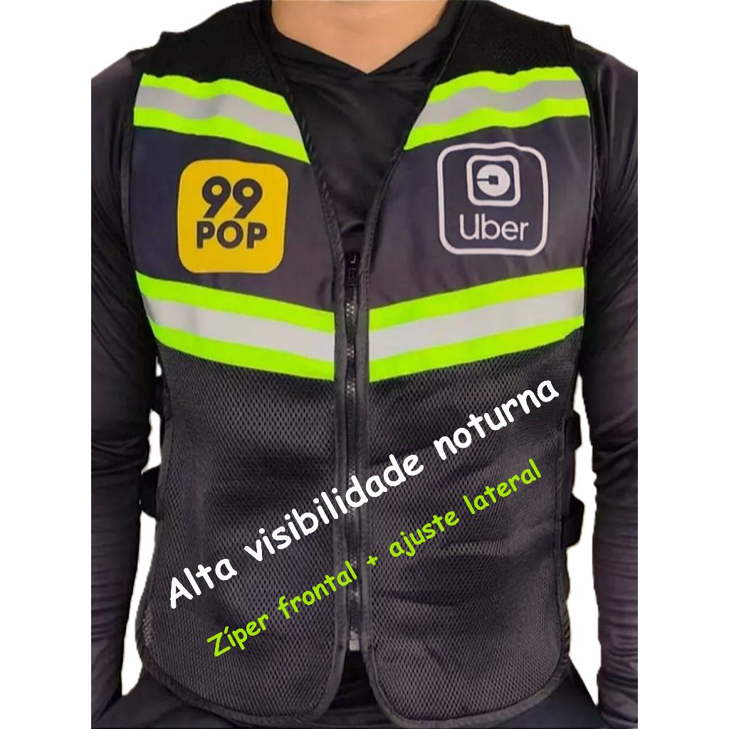 Colete Refletivo Uber Moto 99 Pop Motoboy Mototáx