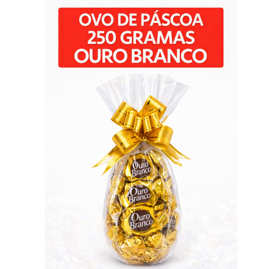 Ovo de Páscoa Ouro Branco 250g Recheado com Bombo