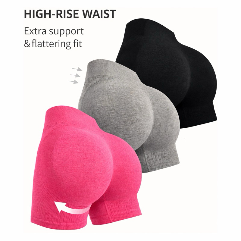 Kit 3 Shorts Levanta Bumbum Feminino Academia Yoga