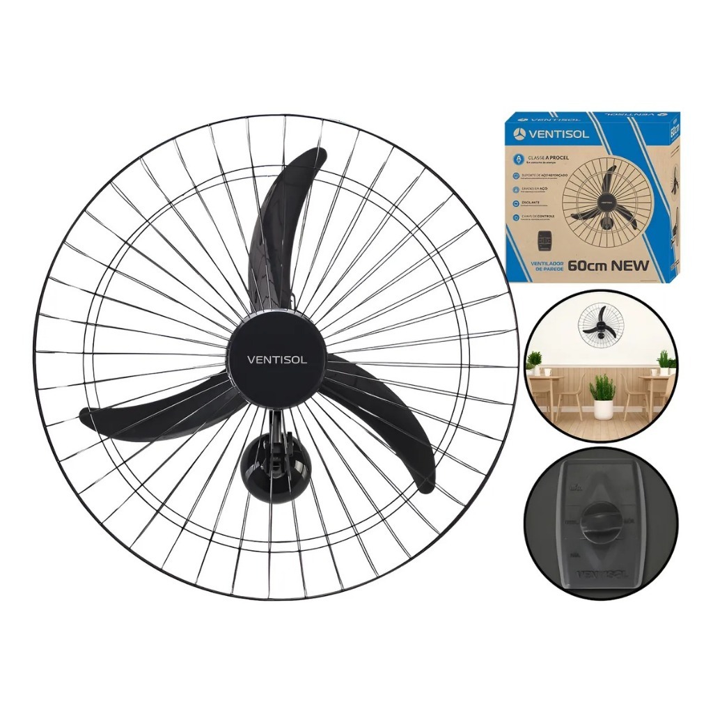 Ventilador Parede 60 cm New Preto 127V/220V Premiu