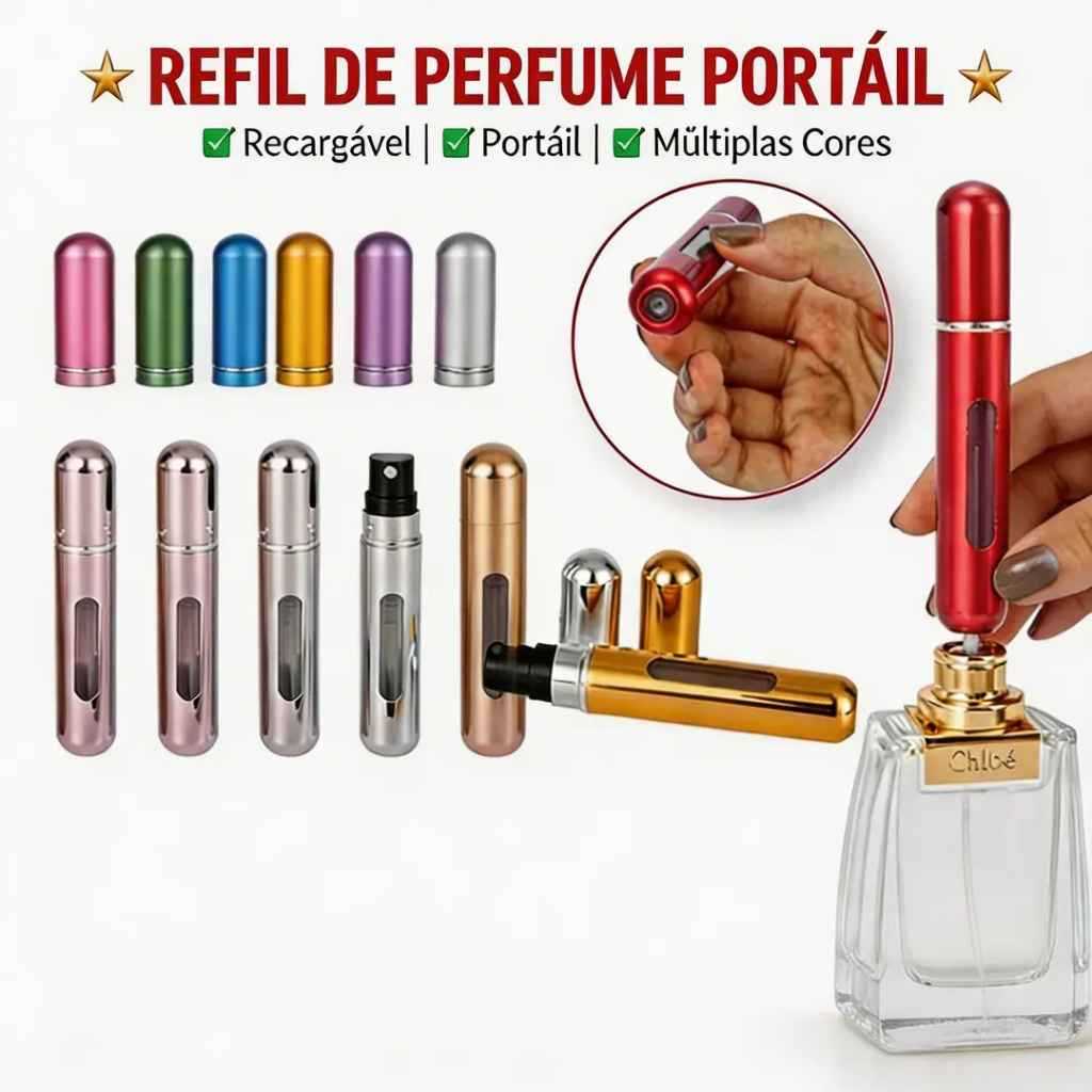 Frasco Porta Perfume Recarregável Portátil Aleat