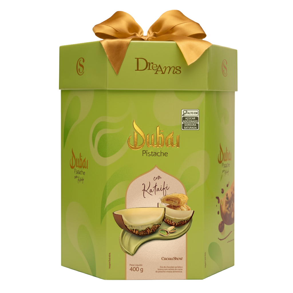 Ovo de Páscoa Dreams Dubai Pistache Cacau Show 40