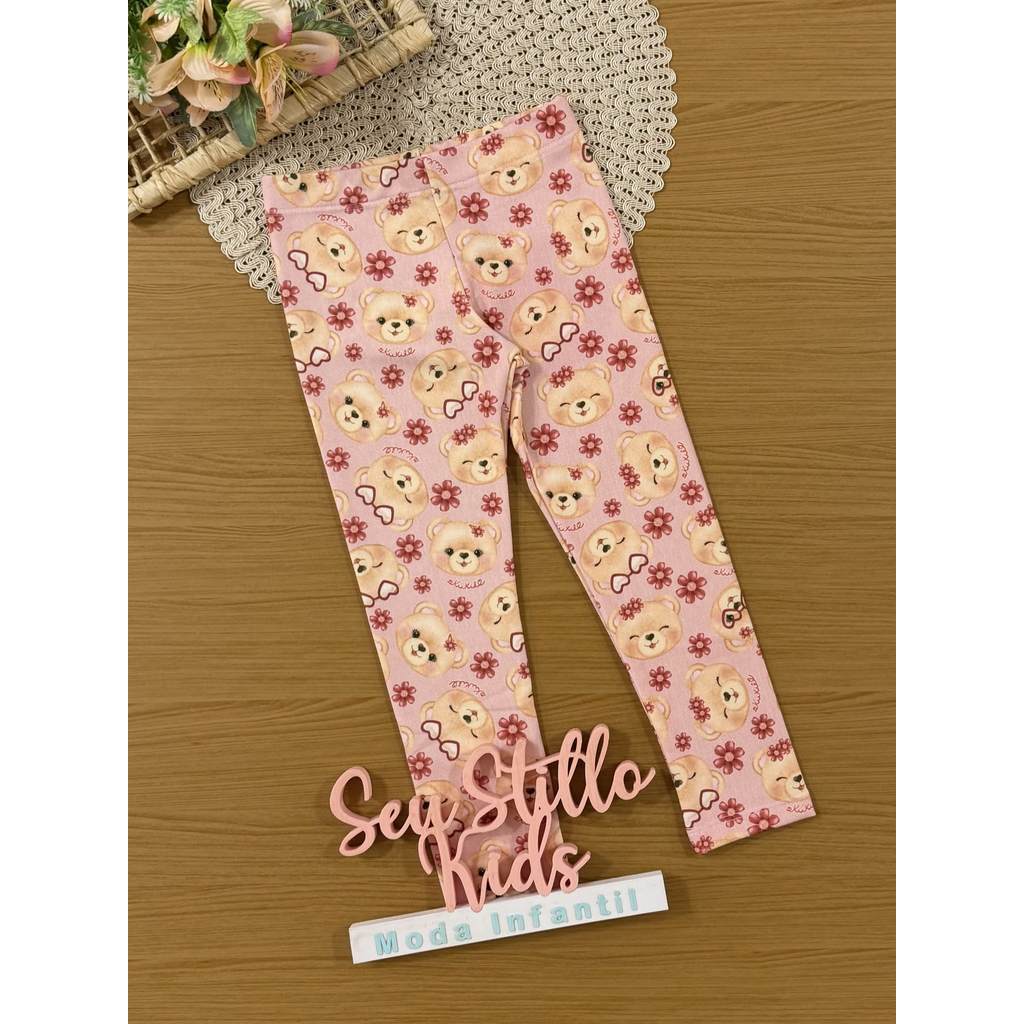 Calça Legging Infantil Kukiê Inverno Rosa Ursinh