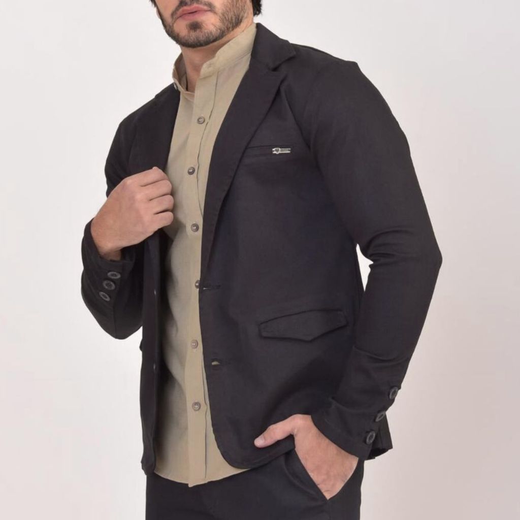 Blazer Slim de Sarja Premium Masculino Alfaiataria