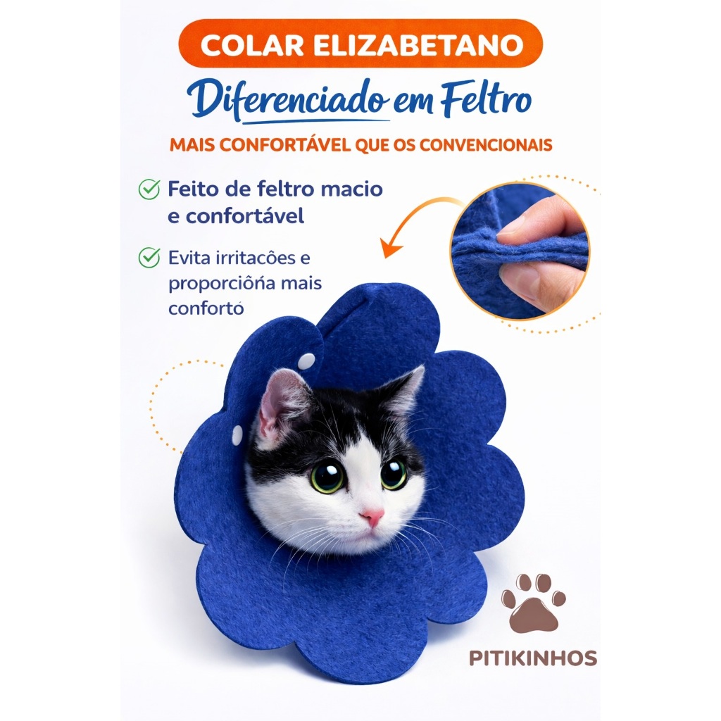 CONE PARA GATO COLAR ELIZABETANO CONE DE TECIDO CO