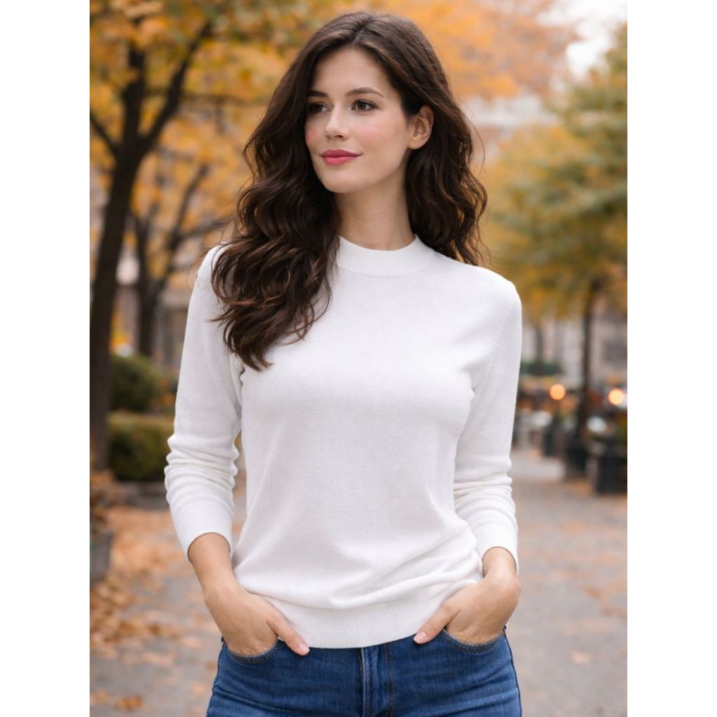 Blusa de Inverno Lisa Suéter Feminino Moda Outono