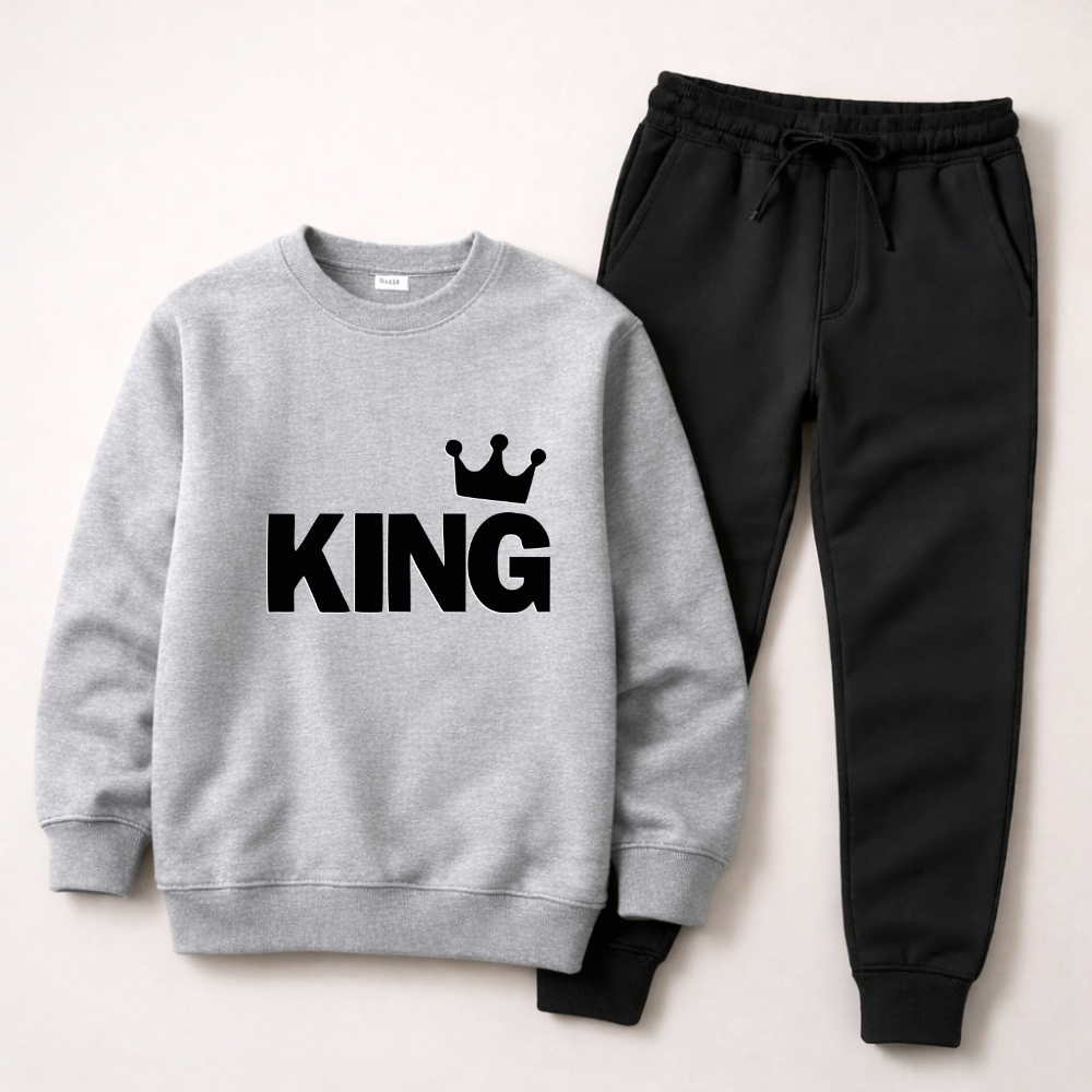Conjunto Moletom Infantil Sueter StreetWear Rei Pr