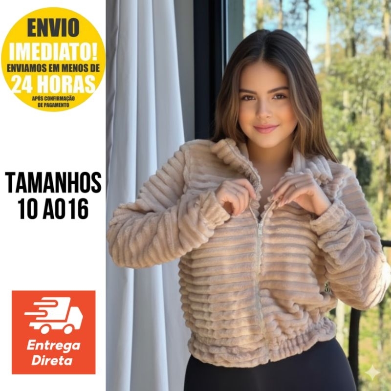 Blusa de Frio Juvenil Menina Teddy Pelinho Soft  J