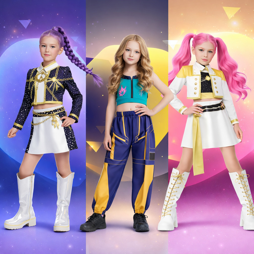 Fantasia Guerreiras Kpop Festa Pop Infantil Dança