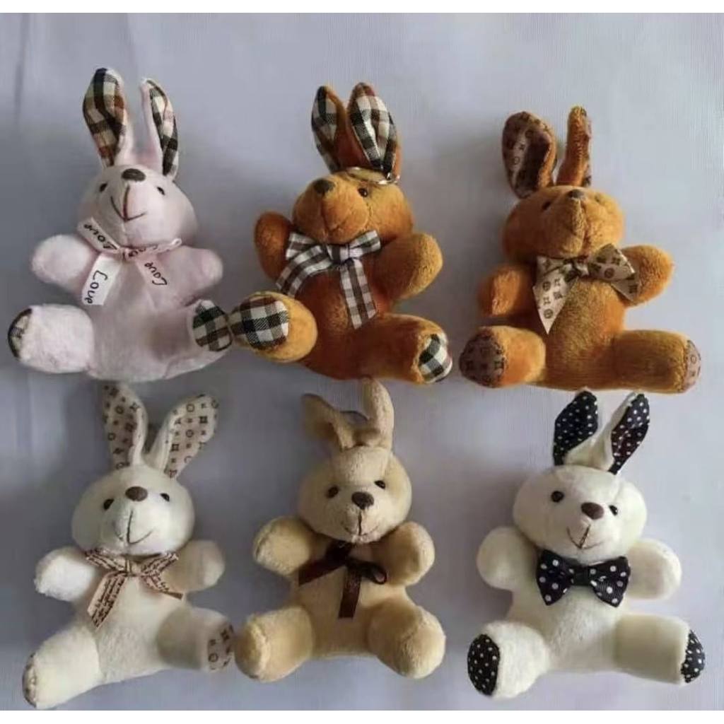 KIT 12 UNI Pelúcia Coelho de Chaveiro Miniatura  