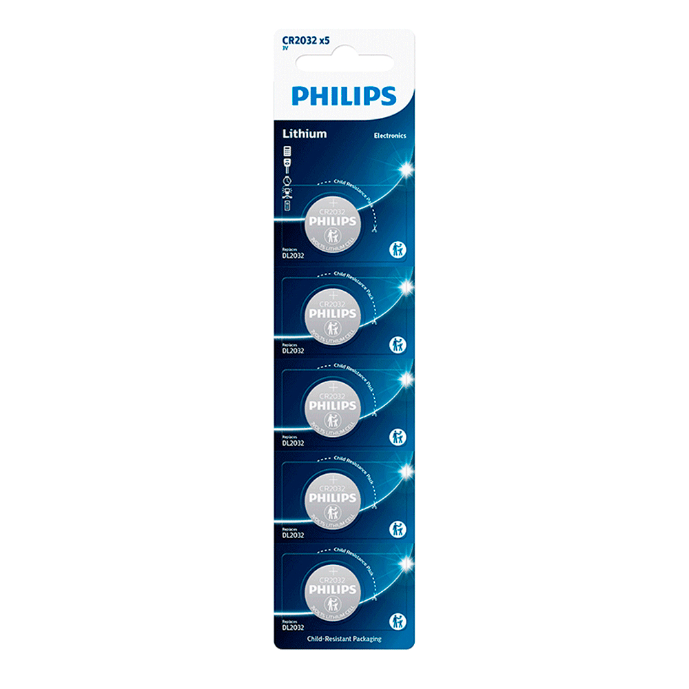 Bateria/Pilha Philips Lítio CR2032 – 5 Unid