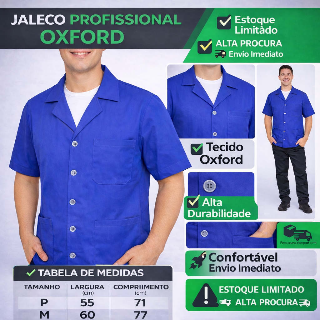 Jaleco Mecânico Profissional Manga Curta | Unifor