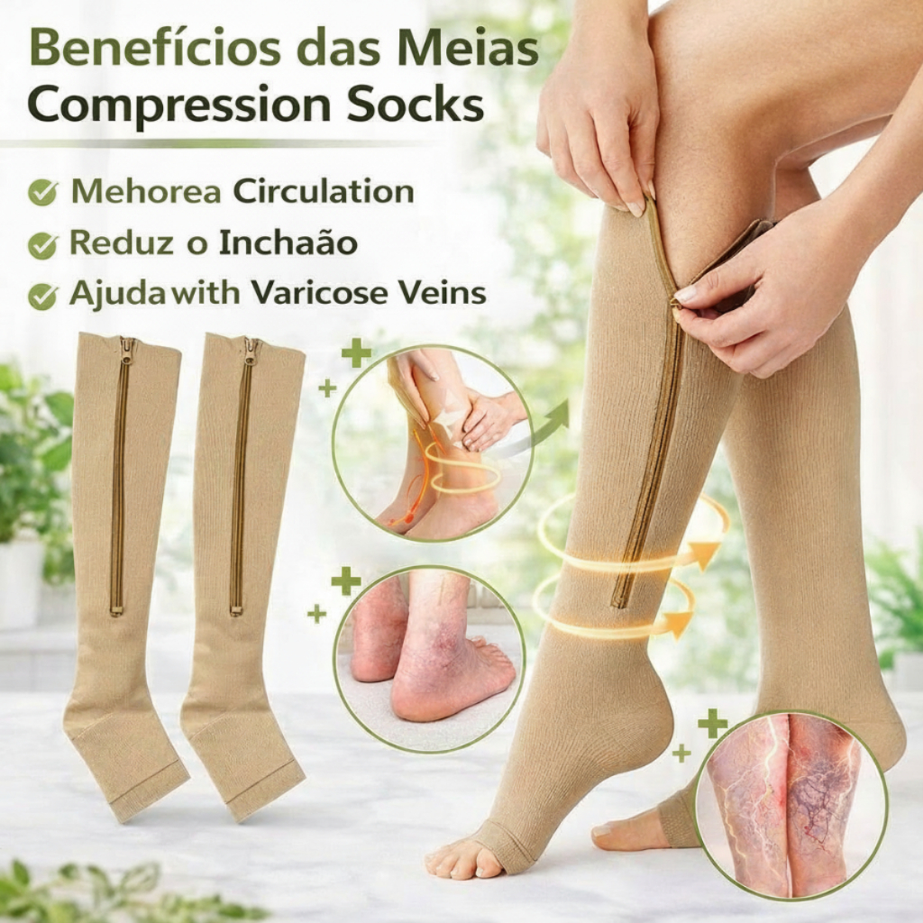 Par Meia Média Compressão Varizes Pernas Cansada