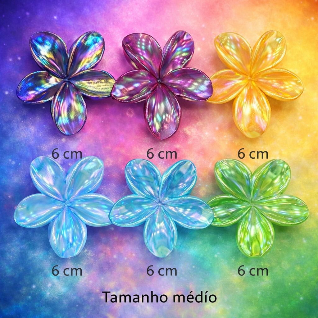 Kit 3/6/12 Grampos Piranha Flor Praia Coloridos P